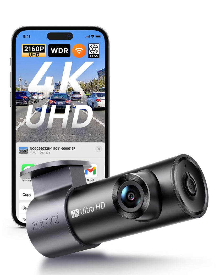 70mai 4K Front Dash Cam Built in WiFi, Smart Dash Camera for Cars, WDR, Night Vision, iOS/Android Mobile App, WDR, Night Vision, Loop Recording, Parking Monitor, Time-Lapse (M310 Plus 4K) (2160P) 🍁 All In One Marketplace Canada