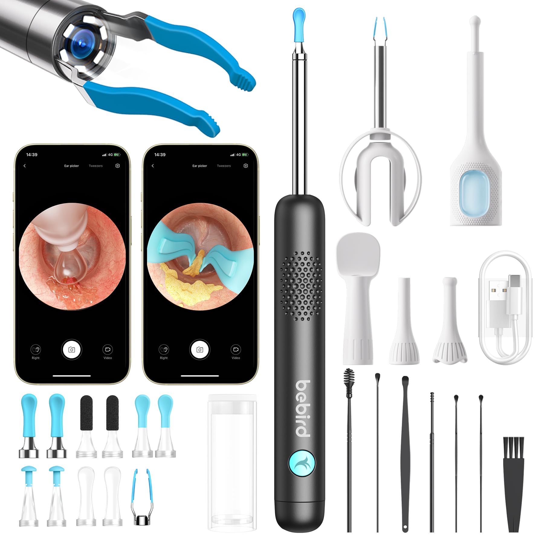 Bebird Ear Wax Removal Tools, Bebird Ear Cleaner, 1080P HD Endoscope, Wireless Earwax Removal Tools with 6 LED Lights, Compatible with iPhone & Android and Kids, Adults (Black) 🍁 All In One Marketplace Canada