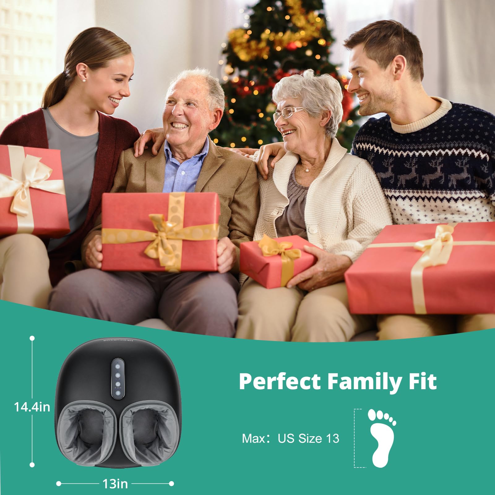 Medcursor Electric Shiatsu Foot Massager Machine with Soothing Heat, Deep Kneading for Foot Pain and Circulation, Multi-Level Settings & Air Compression, for Home or Office Use 🍁 All In One Marketplace Canada