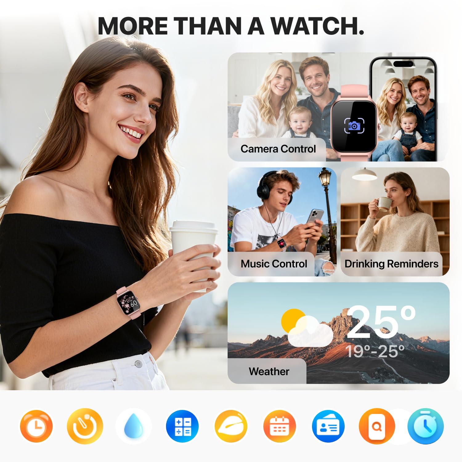 Smart Watch for Women Men - Answer/Make Call, Fitness Tracker Smartwatch for Android iPhone Compatible, Sleep Female Cycle, 120+ Sports Modes Step Counter (Classic, Pink, 1.83) 🍁 All In One Marketplace Canada