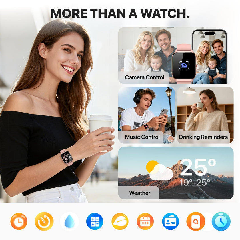 Smart Watch for Women Men - Answer/Make Call, Fitness Tracker Smartwatch for Android iPhone Compatible, Sleep Female Cycle, 120+ Sports Modes Step Counter (Classic, Pink, 1.83) 🍁 All In One Marketplace Canada