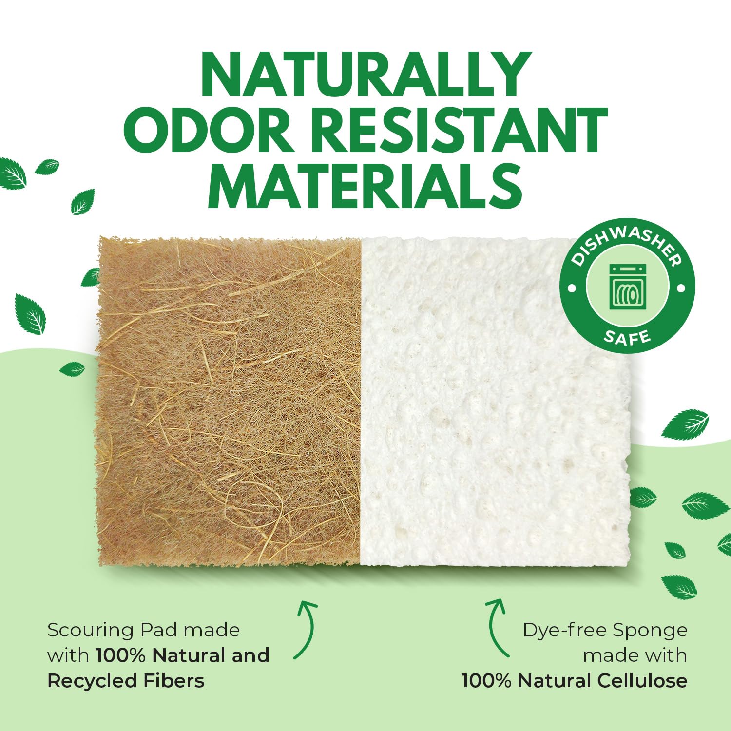 AIRNEX 10 Pack Biodegradable Natural Kitchen Sponges - Eco Friendly Cellulose and Coconut Dish Scrubbers - Odourless, Non Scratch, Dual Sided Multipurpose Sponges 🍁 All In One Marketplace Canada