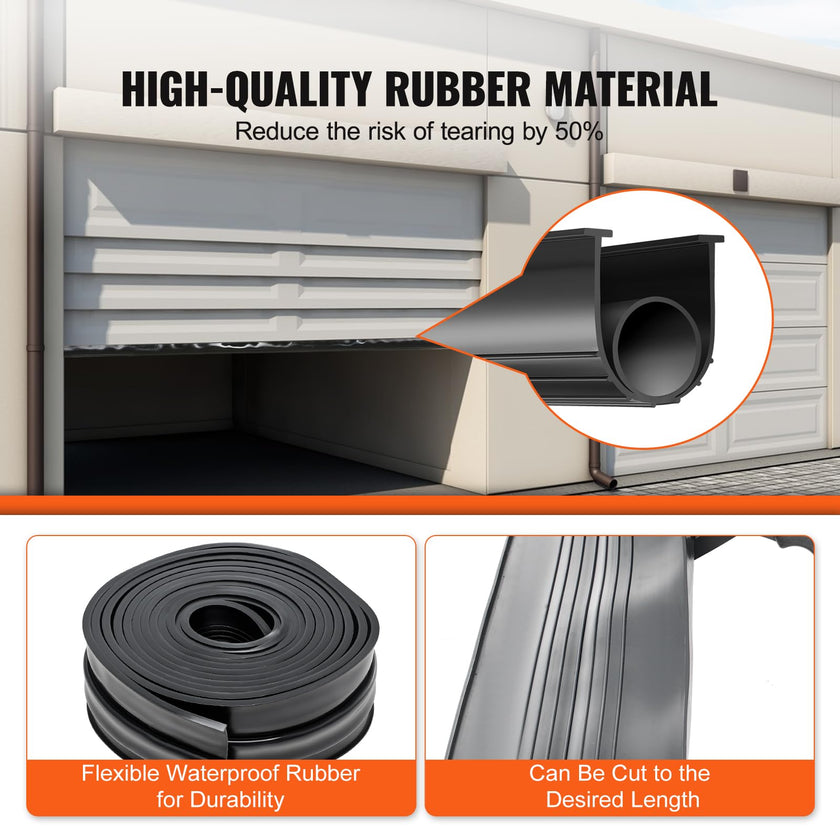 VEVOR Garage Door Seals Bottom Rubber, U Shape +O Ring Combination Garage Door Bottom Weather Seal, 20ft Weatherproofing Garage Door Seal, 5/16 inch T-ends and 3 3/4 inch Width, for Doors, Black 🍁 All In One Marketplace Canada