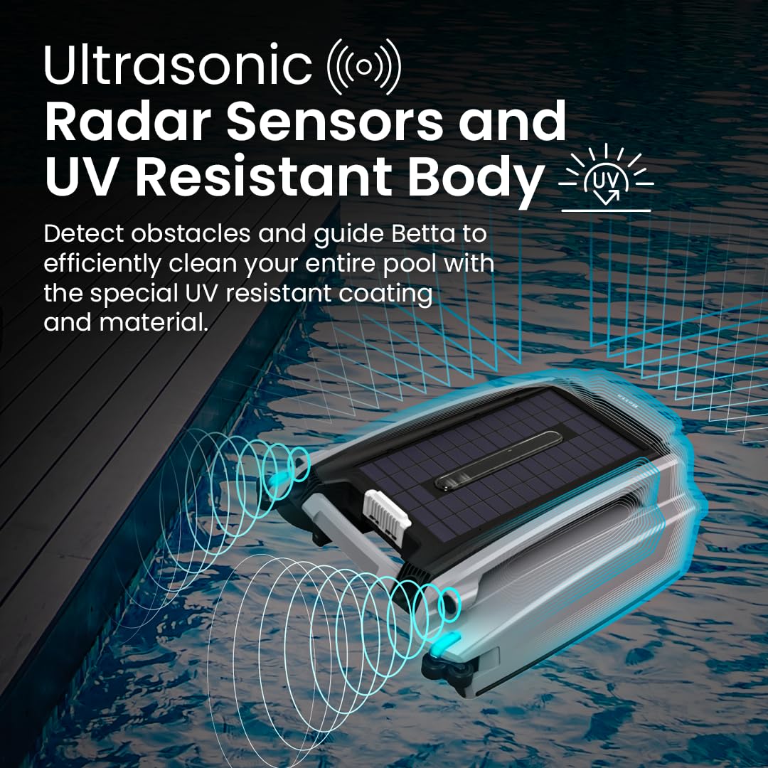 Betta SE Plus - Solar-Powered Robotic Pool Skimmer with 24/7 Continuous Cleaning Power, Dual Charging Options, Twin Salt Chlorine Tolerant Motors, and Shallow Water Safeguard 🍁 All In One Marketplace Canada