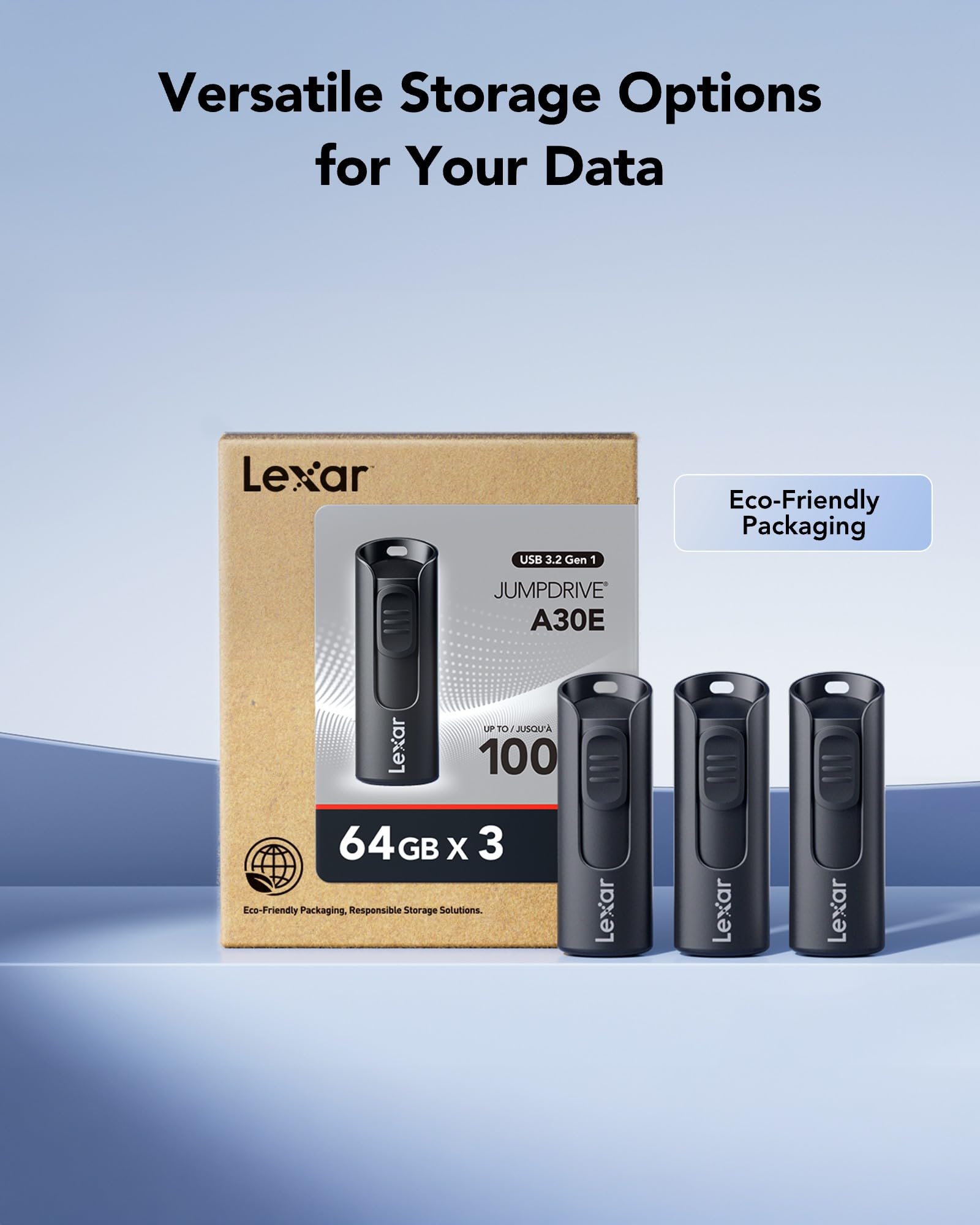 Lexar 64GB 3-Pack Flash Drive A30E USB 3.2 Gen 1, USB Drive up to 100MB/s, Storage Expansion and Backup for PC and Mac Systems 🍁 All In One Marketplace Canada
