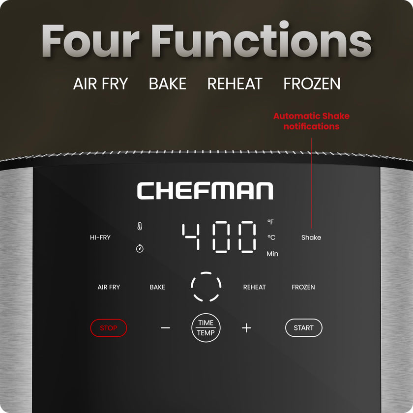 Chefman TurboFry® Touch Air Fryer, XL 8-Qt (7.5L) Family Size, One-Touch Digital Control Presets, French Fries, Chicken, Meat, Fish, Nonstick Dishwasher-Safe Parts, Automatic Shutoff, Stainless Steel 🍁 All In One Marketplace Canada