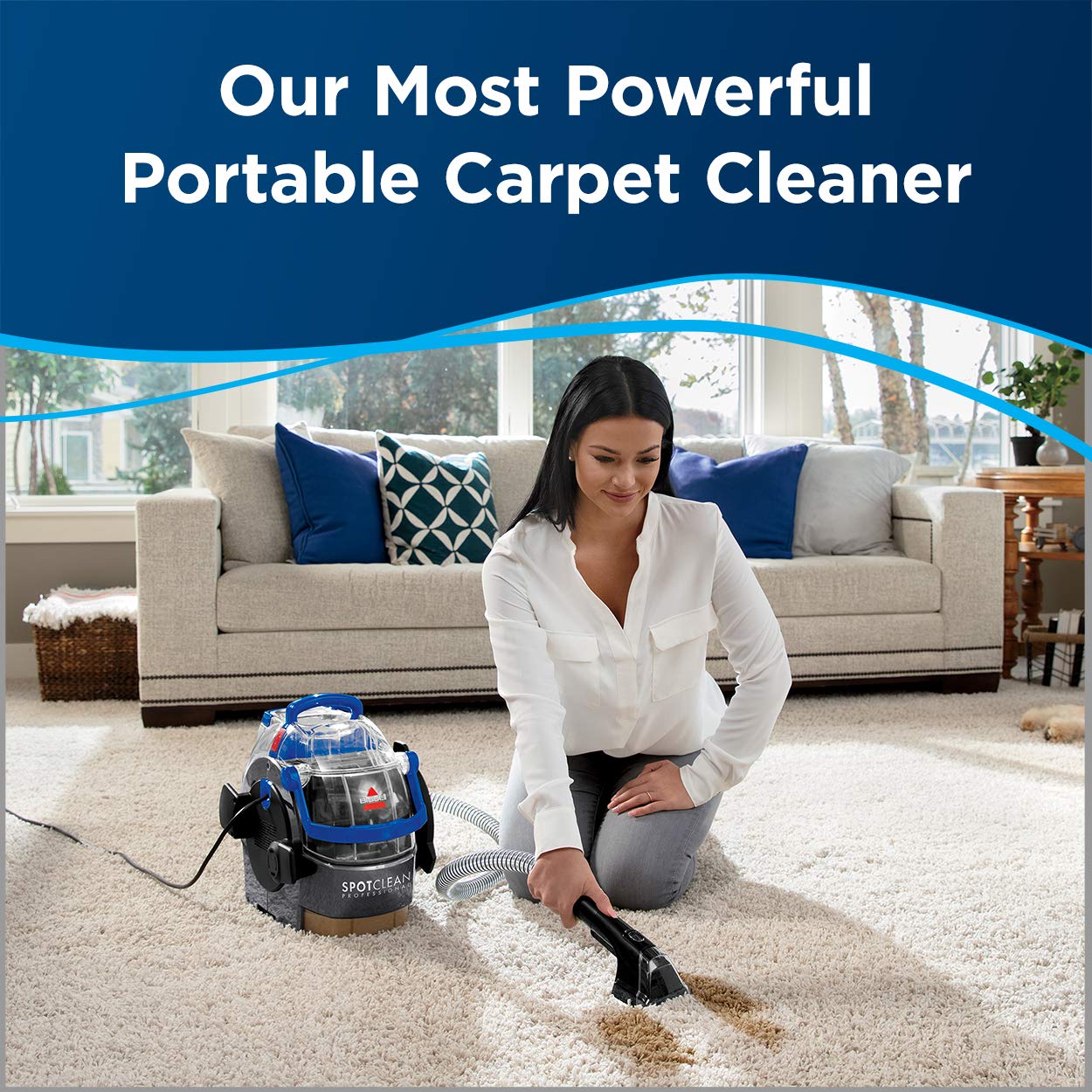 BISSELL Spotclean Professional Portable Carpet And Upholstery Deep Cleaner With Full-Sized 5.9 Amp, 5Ft Hose With 3