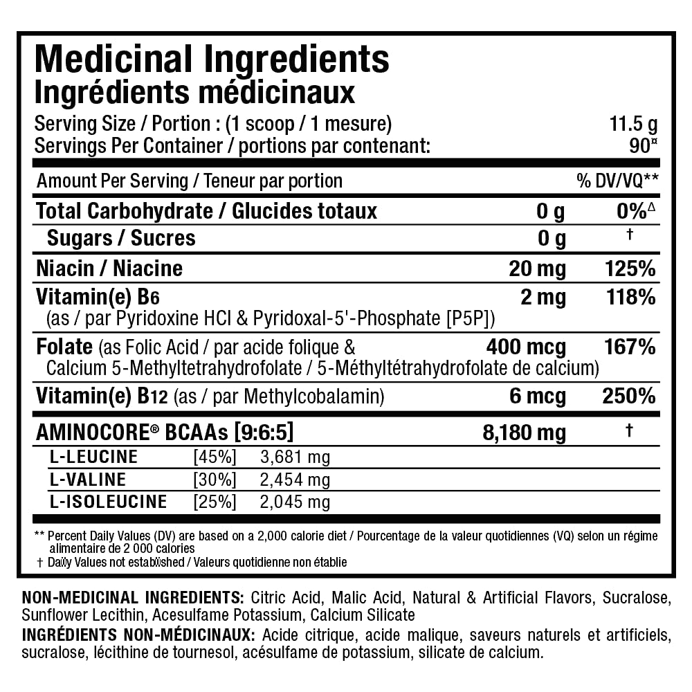 ALLMAX AMINOCORE BCAA Powder, Blue Raspberry, 90 Servings, 1035 g 🍁 All In One Marketplace Canada