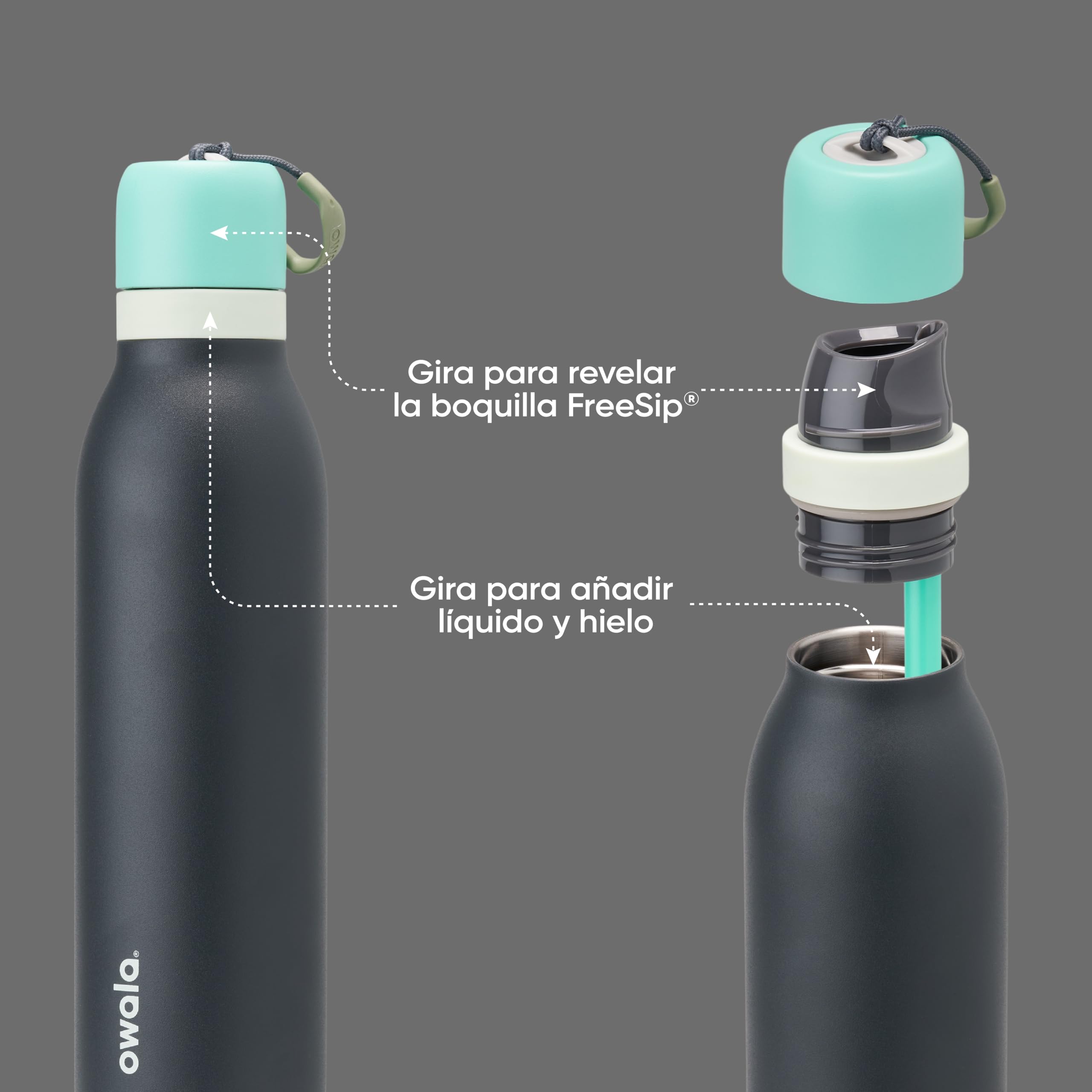 Owala FreeSip Twist Insulated Stainless Steel Water Bottle with Straw for Sports and Travel, BPA-Free, 24-oz, Blue/Grey (Foggy Tide) 🍁 All In One Marketplace Canada