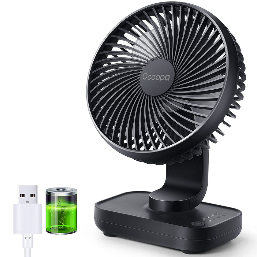 OCOOPA Small Desk Fan, 4000mAh Rechargeable USB Fan Battery Operated, 4 Speeds, 5'' Portable Table Fan with Strong Airflow Quiet, Detachable Grille, Mini Desktop Fan(Blue) 🍁 All In One Marketplace Canada