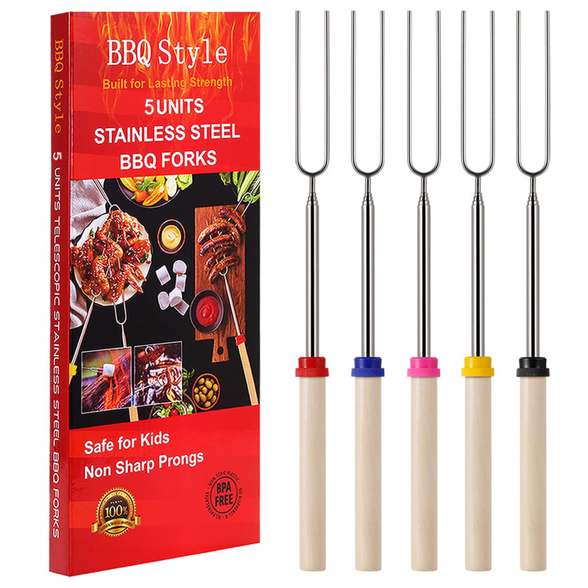 Marshmallow Roasting Sticks, Telescoping Smores Sticks for Open Fire Pit, 32 Inch Long Marshmallow Toasting Barbecue Forks Smores Skewers for Campfire Camping Hotdog Hot Dog Bonfire Grill, 5 Pack 🍁 All In One Marketplace Canada