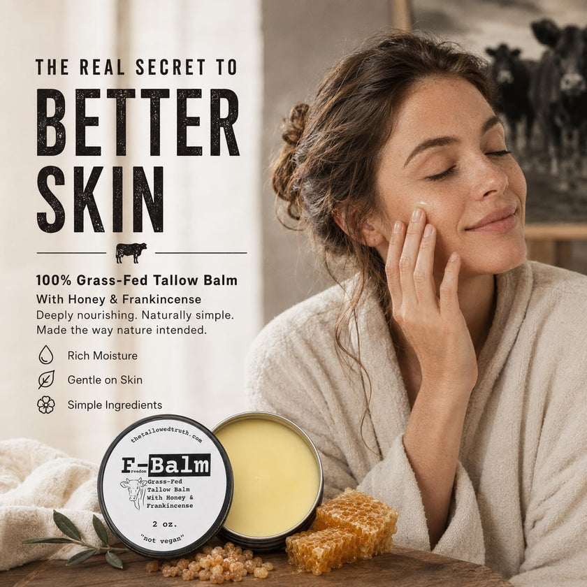 The Tallowed Truth F-Balm - All-In-One Premium Tallow Balm for Face & Body – Grass-Fed, Grass-Finished with Soft Sweet Scent of Honey & Frankincense – 5 Ingredients Only – Made in Canada - 2 oz 🍁 All In One Marketplace Canada