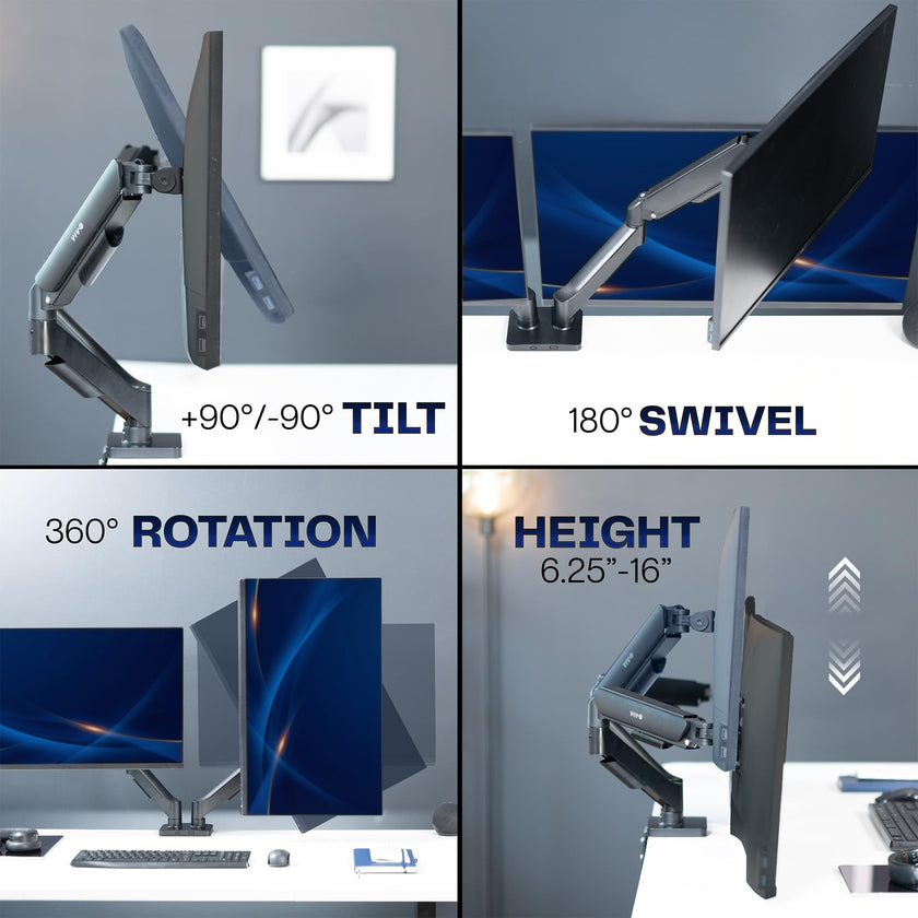 VIVO Dual Monitor up to 32 inches and 19.8 lbs per Screen, Pneumatic Arm Desk Mount, Articulating Counterbalance, VESA Stand, Classic, STAND-V002O 🍁 All In One Marketplace Canada