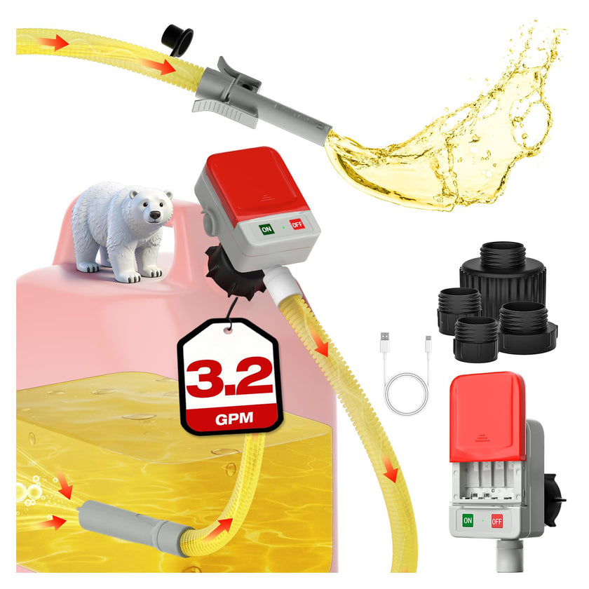 2026 Upgraded Electric Fuel Transfer Pump with Auto-Stop, 3.2 Gallon per Min, USB & Battery Powered, 51