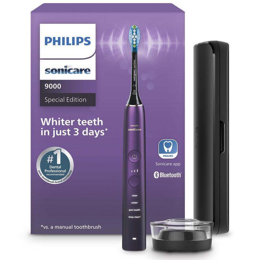 Philips Sonicare DiamondClean 9000 Electric Toothbrush - Sonic Toothbrush with App, Pressure Sensor, 12 Brushing Settings, Replacement Reminder, Charging Stand, Travel Case, Amethyst, HX9911/91 🍁 All In One Marketplace Canada