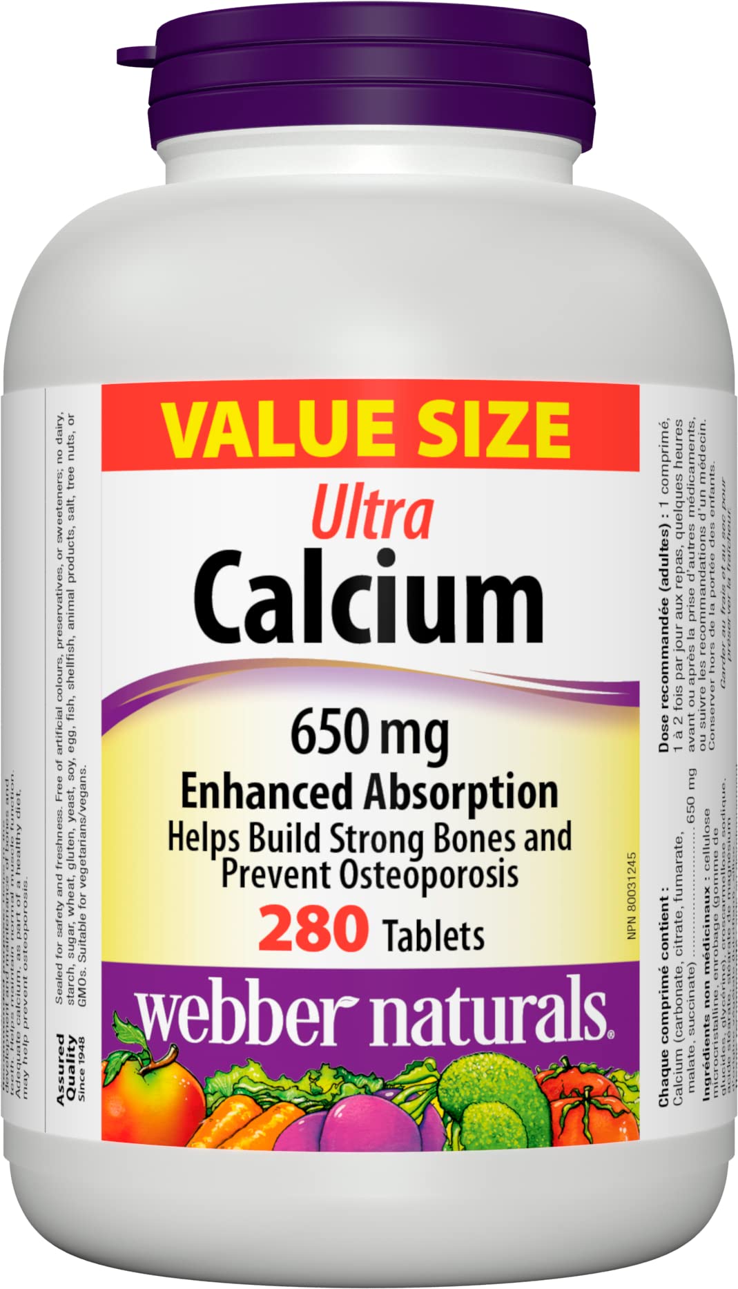 Webber Naturals Calcium Ultra, Enhanced Absorption, 280 Tablets, Helps Build Strong Bones, Vegan 🍁 All In One Marketplace Canada