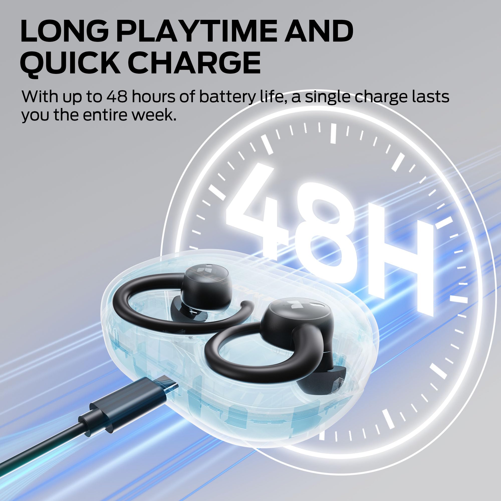 Monster N-Lite 216 Wireless Earbuds 48hrs Bluetooth 6.0 Headphone, Bluetooth Earbuds Stereo Deep Bass Over Ear Bud with Earhooks,ENC Noise Cancelling Mic, IPX6 Waterproof Earphone for Workout/Running 🍁 All In One Marketplace Canada