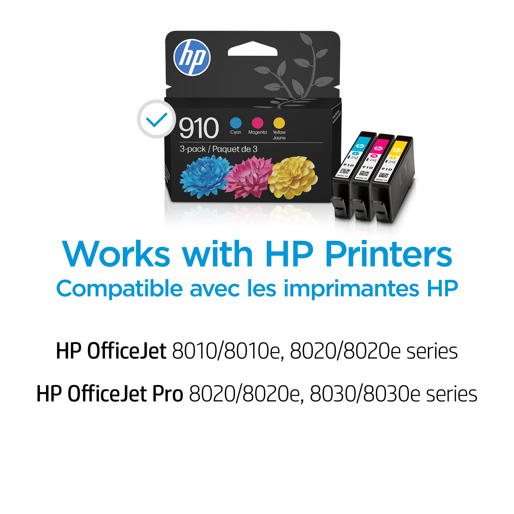 Original HP 910 Cyan, Magenta, Yellow Ink Cartridges (3-Pack) | Works with HP OfficeJet 8018, 8022; HP OfficeJet Pro 8020, 8025, 8035| Eligible for Instant Ink | 3YN97AN 🍁 All In One Marketplace Canada