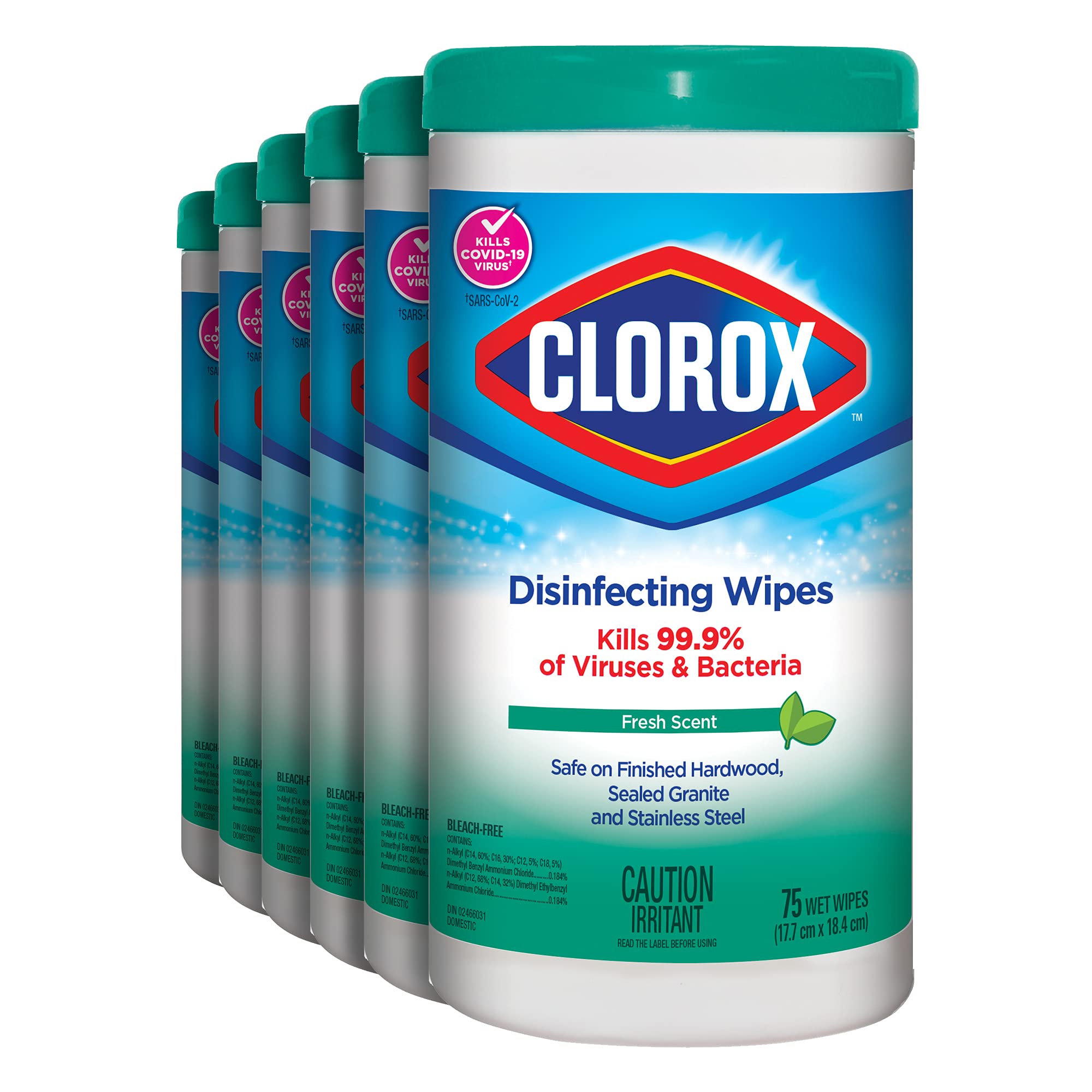 Clorox Disinfecting Wipes, Fresh Scent, 75 Count, Multi-Pack of 6 Canisters 🍁 All In One Marketplace Canada