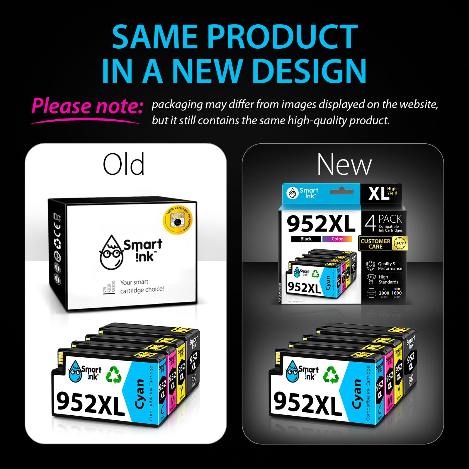 Smart Ink Compatible Ink Cartridge Replacement for HP 952 952XL (4 Combo Pack) Advanced Chip Technology to use with OfficeJet 8702 OfficeJet Pro 7720 7740 8210 8216 8710 8715 8720 8725 8728 8730 8745 🍁 All In One Marketplace Canada