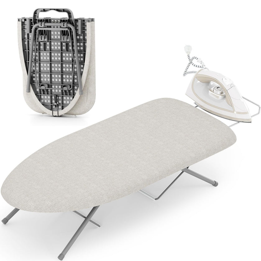 KINGBOARD Tabletop Ironing Board, Small Iron Board with Iron Rest, Folding Iron Board, Extra Thick Cover, Portable Tabletop Ironing Board with Non-Slip Feet, 30x12 Beige 🍁 All In One Marketplace Canada