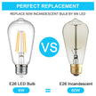 Ascher Vintage LED Edison Bulbs, 6W, Equivalent 60W, Non-Dimmable, High Brightness Warm White 2700K, ST58 Antique LED Filament Bulbs with 80+ CRI, E26 Medium Base, Clear Glass, Pack of 4 🍁 All In One Marketplace Canada