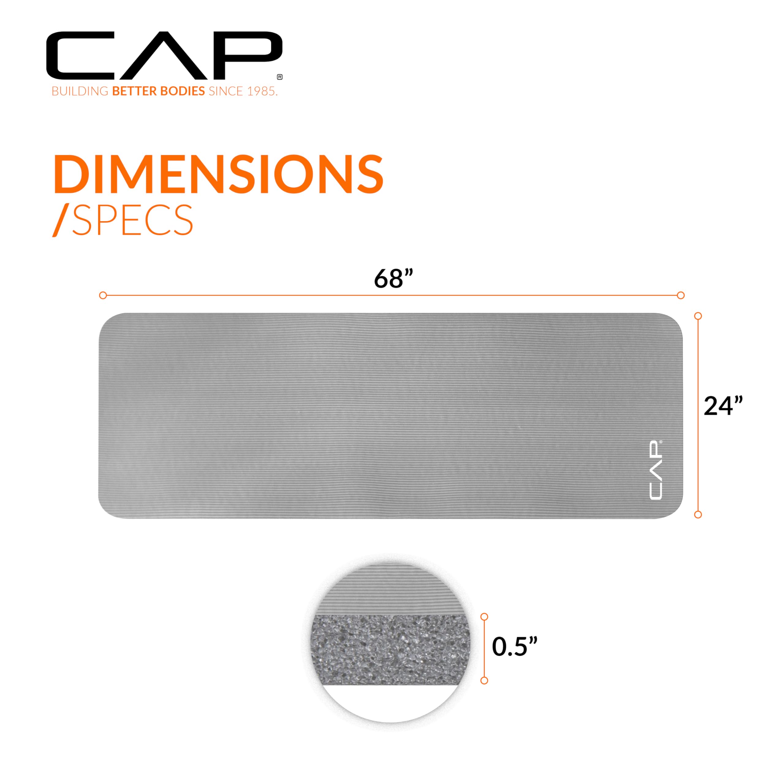 CAP Barbell High Density Exercise Mat with strap, 68