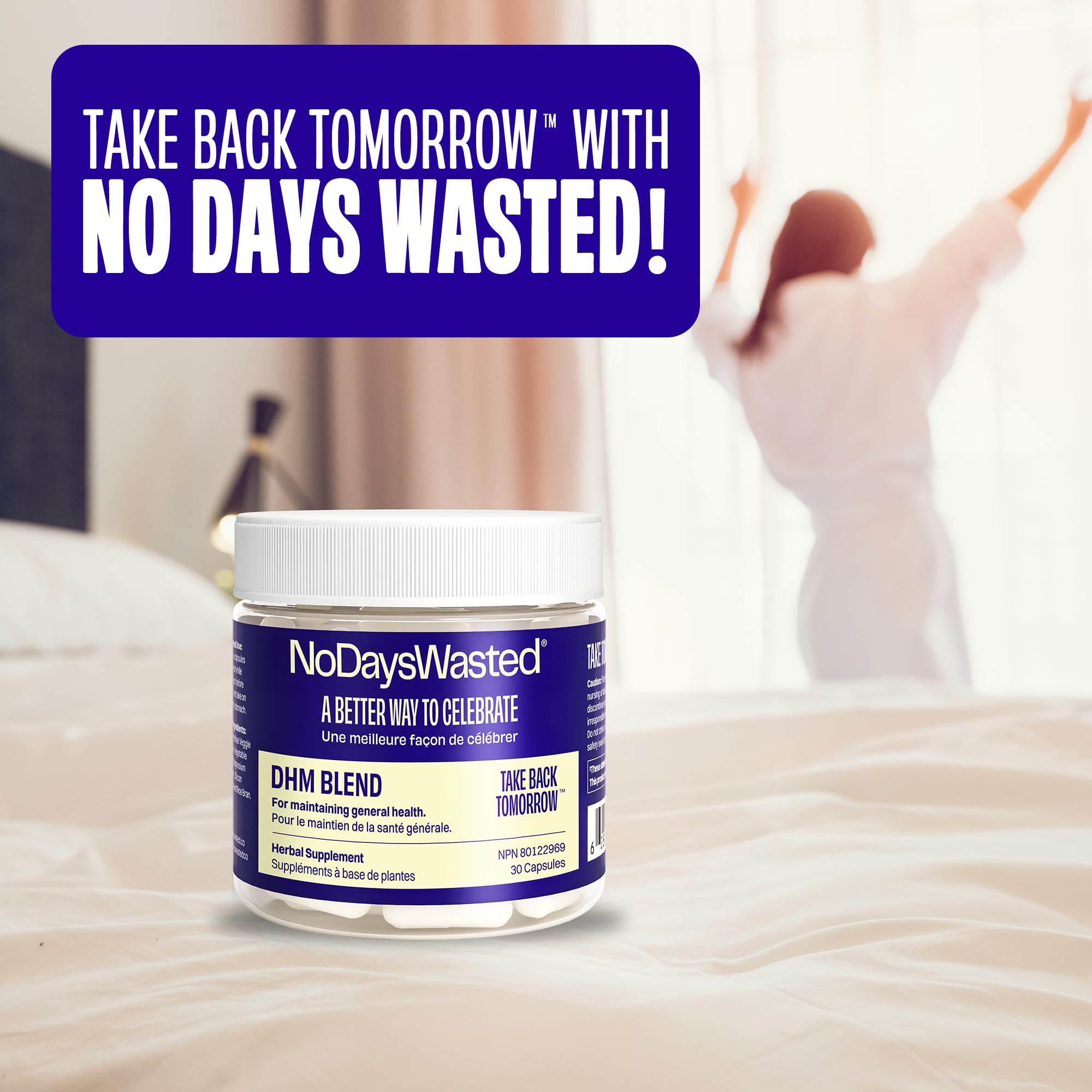 DHM Blend, No Days Wasted, 30 Capsules (15 Servings) - Jar - Dihydromyricetin (DHM Supplement), Milk Thistle, Prickly Pear, Hydration Blend-Take During Evening for Better Next Day After Celebrating 🍁 All In One Marketplace Canada