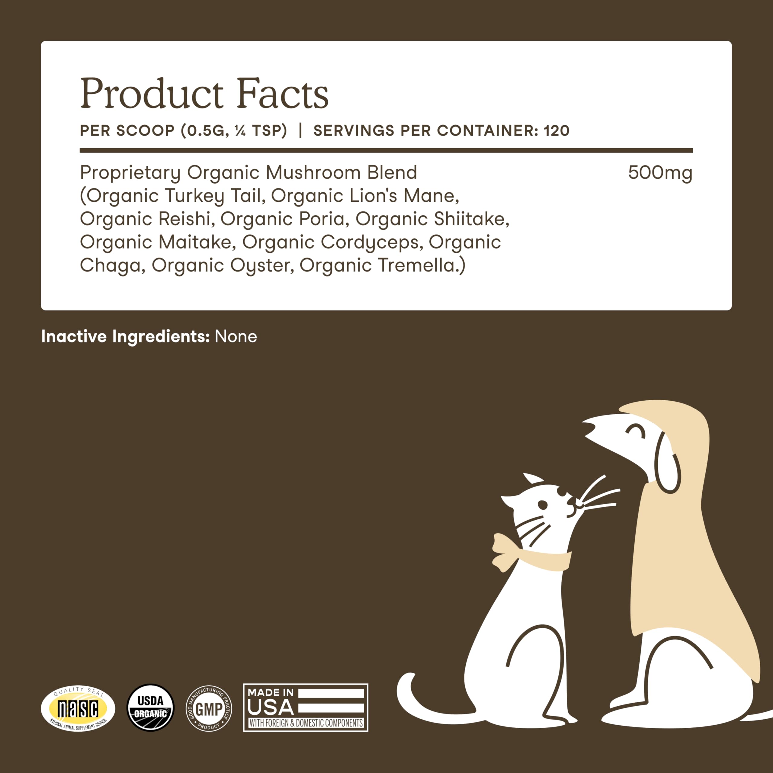 Fera Pets Turkey Tail Mushroom for Dogs & Cats - USDA Organic Supplement - Cognitive and Immune Support - Enhances Liver Function - Supports a Healthy Gut - Powder - 120 Scoops 🍁 All In One Marketplace Canada