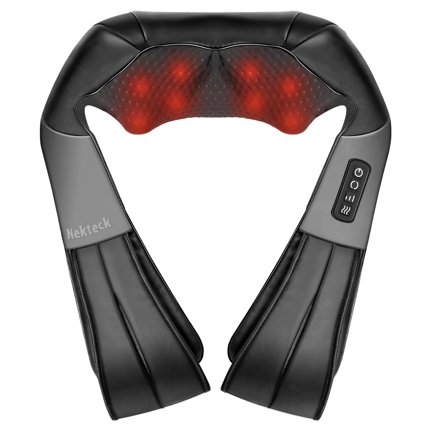 Nekteck Shiatsu Back Neck Massager,2026 Upgraded 3D Back Shoulder Kneading Massage Pillow, Deep Kneading Shoulder Massager with Heat, Waist Massage Pillow for Home Car and Office Use (NOT Cordless) 🍁 All In One Marketplace Canada