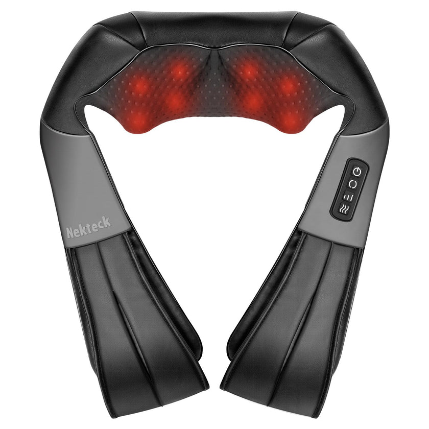 Nekteck Shiatsu Back Neck Massager,2026 Upgraded 3D Back Shoulder Kneading Massage Pillow, Deep Kneading Shoulder Massager with Heat, Waist Massage Pillow for Home Car and Office Use (NOT Cordless) 🍁 All In One Marketplace Canada