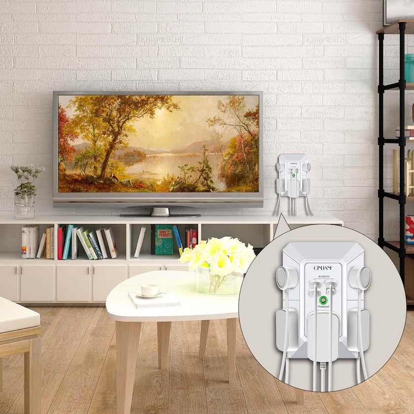 Wall Charger, Surge Protector, QINLIANF 5 Outlet Extender with 4 USB Charging Ports (4.8A Total) 3-Sided 1680J Power Strip Multi Plug Adapter Spaced for Home Travel Office (3U1C) 🍁 All In One Marketplace Canada