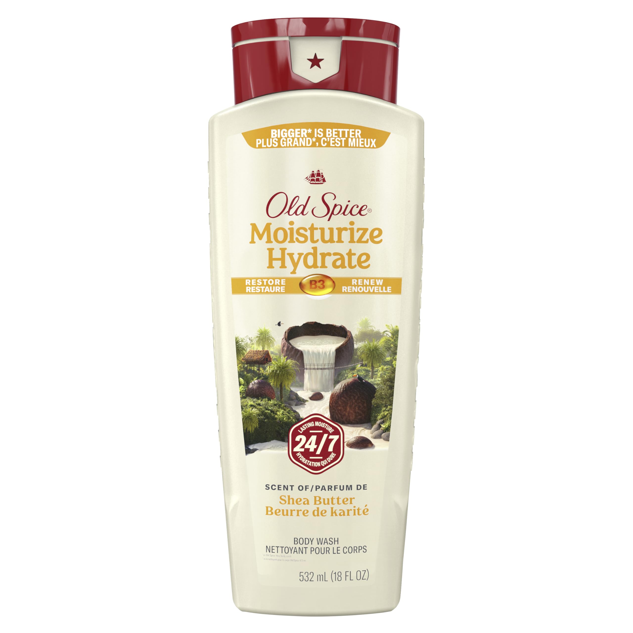 Old Spice Men's Body Wash Moisturize with Shea Butter, 24/7 Moisturization, Gentle on Skin, 2.12 L Total (4 Count of 532 mL Each) 🍁 All In One Marketplace Canada