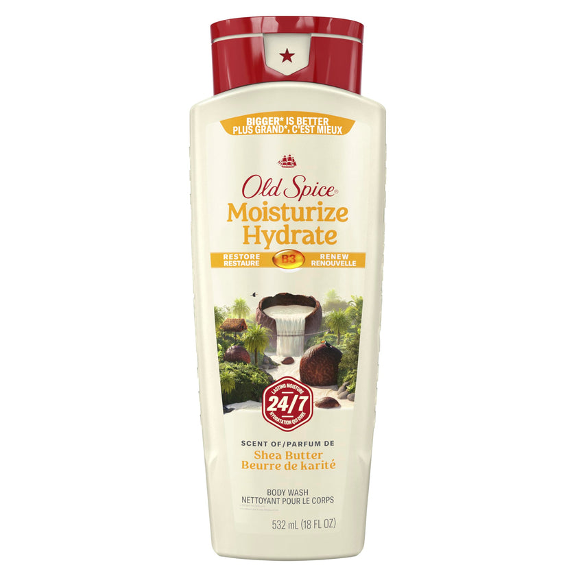 Old Spice Men's Body Wash Moisturize with Shea Butter, 24/7 Moisturization, Gentle on Skin, 2.12 L Total (4 Count of 532 mL Each) 🍁 All In One Marketplace Canada