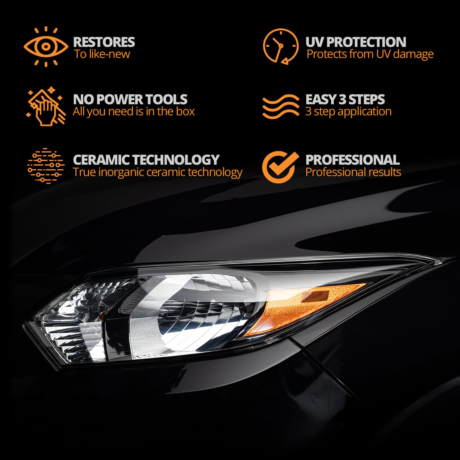 CERAKOTE® Ceramic Headlight Restoration Kit – Guaranteed To Last As Long As You Own Your Vehicle – Brings Headlights back to Like New Condition - 3 Easy Steps - No Power Tools Required 🍁 All In One Marketplace Canada