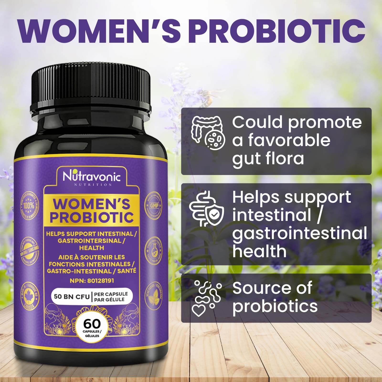 Probiotics for Women - 50 Billion CFUs Per Delayed Release Capsule. 15 Diverse Strains, including strains Limosilactobacillus Reuteri (lactobacillus reuteri) & lactobacillus gasseri. Support Gut Health, Bloating Relief & Digestion - 2 Month Supply. Nutrav