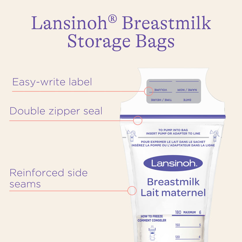 Lansinoh Breastmilk Storage Bags, 100 Count, Baby Essentials, Fast Freeze & Thaw Breast Milk Bags for Baby Bottle Feeding, Superior Strength & Stretch, 6 Ounce 🍁 All In One Marketplace Canada