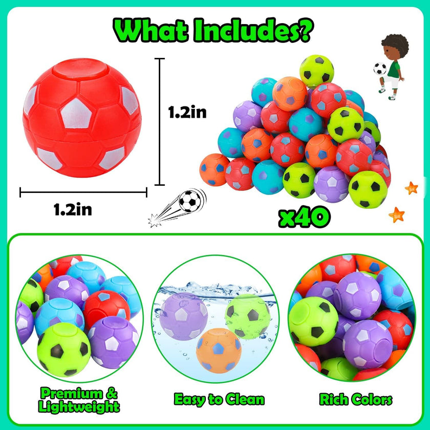 40 Pcs Mini Soccer Fidget Toy, Mini Spinner Balls Bulk Party Favor Toys for Kids 4-8, Goodie Bag Stuffers Sensory Classroom Class Treasure Carnival Bulk for Boys Girls Toddler 3 4 5 6 7 8 Years Old 🍁 All In One Marketplace Canada