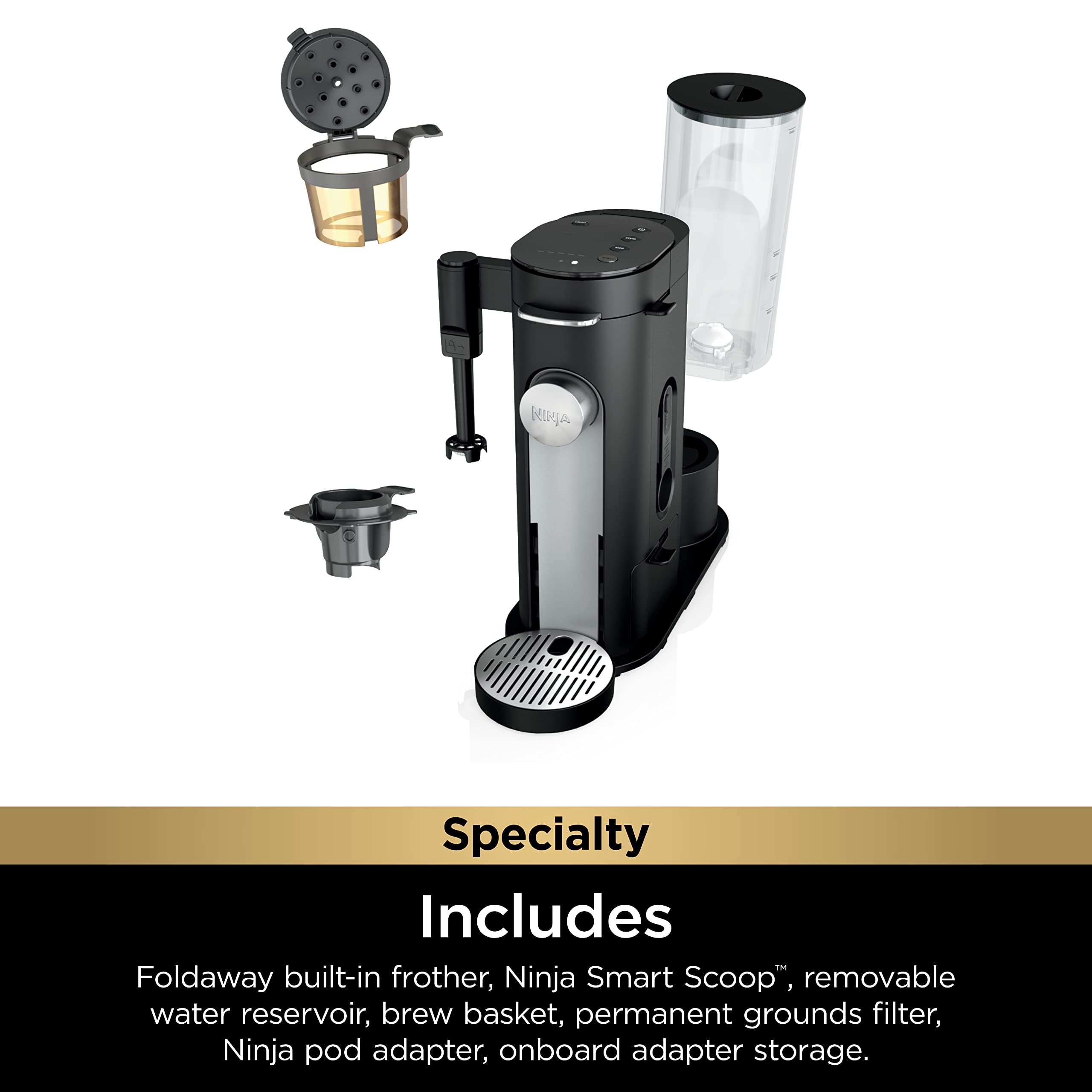 Ninja | Coffee Maker | Single Serve |Brew with Coffee Pods & Grounds| Compatible with K-Cup Coffee Pods | 4 Brew Styles, up to 24oz Cup Sizes & 56oz Removable Reservoir | Black | PB051C 🍁 All In One Marketplace Canada