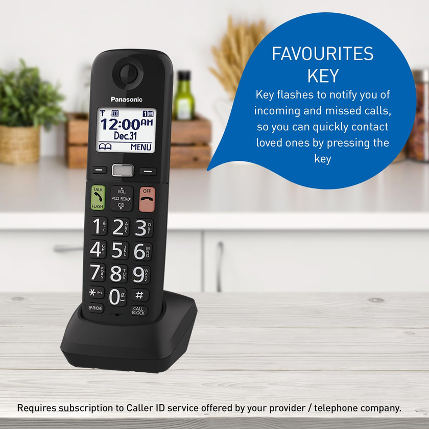 Panasonic Cordless Phone, Easy to Use with Large Display and Big Buttons, Flashing Favourites Key, Call Block, 2 Cordless Handsets - KX-TGU122CB (Black) 🍁 All In One Marketplace Canada