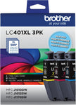 Brother Genuine LC401XL 3PK High Yield 3-Pack Color Ink Cartridges
