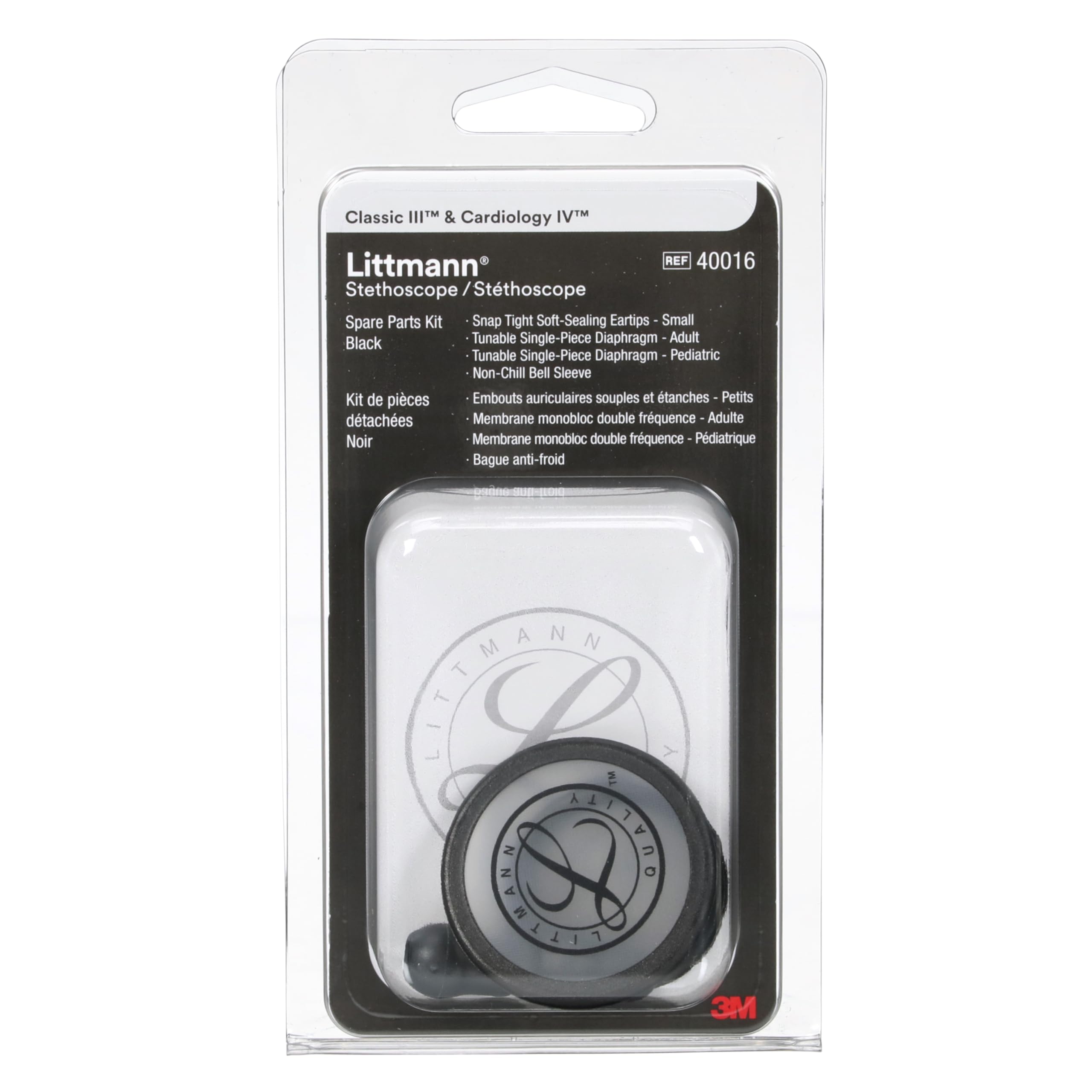 3M Littmann Stethoscope Spare Parts Kit – Black, Compatible with Classic III™, Cardiology IV™, CORE Digital, Includes Eartips, Adult & Pediatric Diaphragms, Non-Chill Bell Sleeve, 40016 🍁 All In One Marketplace Canada