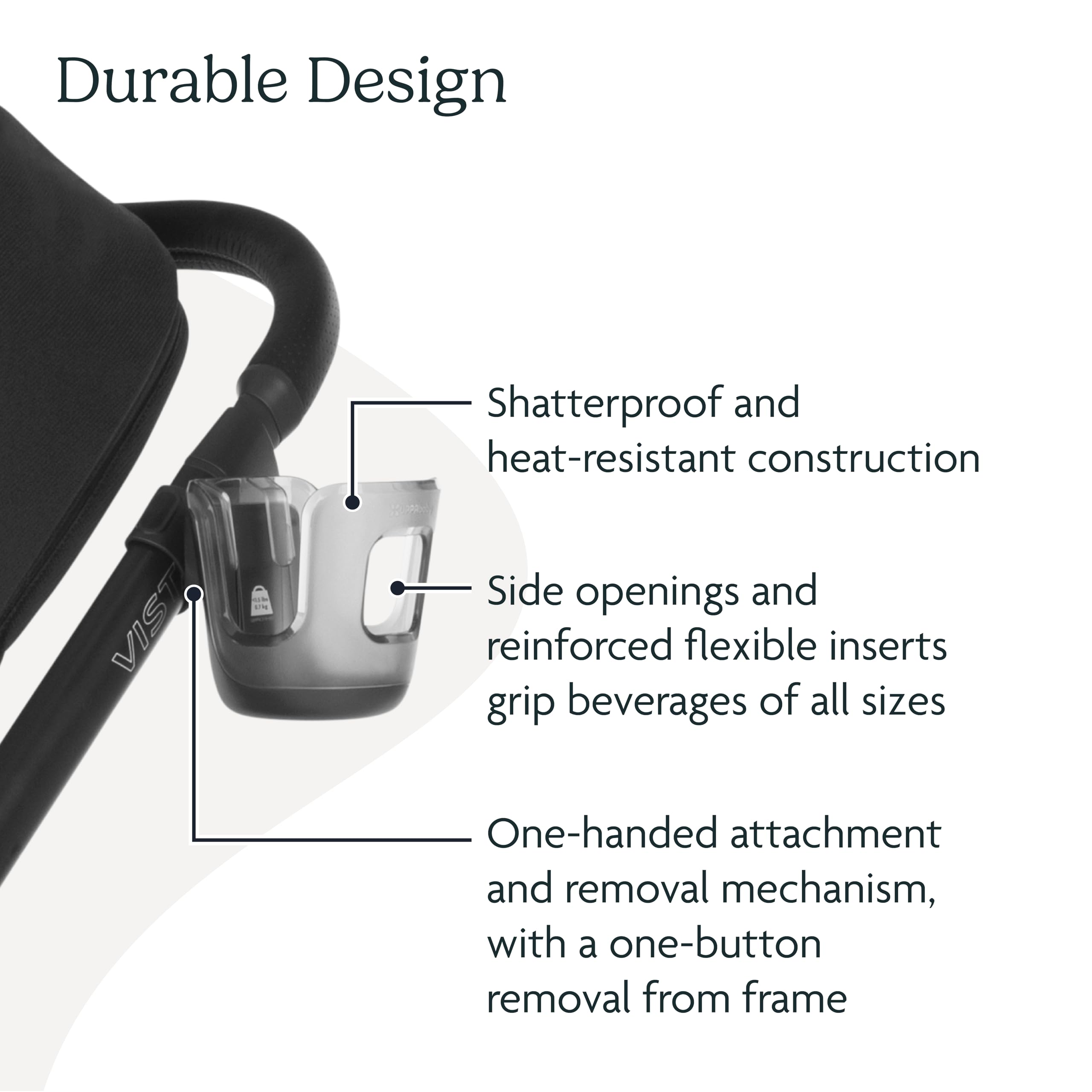 UPPAbaby Cup Holder for Vista, Cruz, Minu Strollers - Quick, Intuitive Attachment + Removal - Securely Holds Various Size Beverages - BPA Free + Dishwasher Safe - Folds Attached 🍁 All In One Marketplace Canada