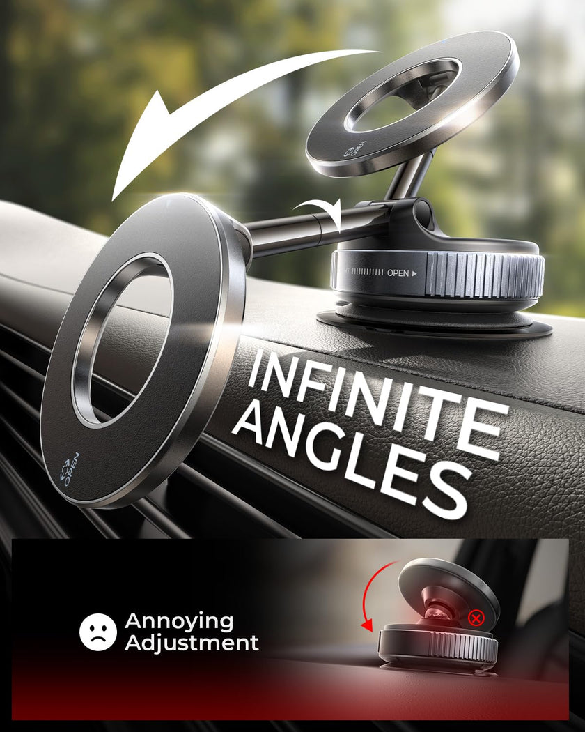 MRGLAS 2026 Upgraded Vacuum Suction Phone Holder for Car, Magsafe Car Phone Holder Mount, [98+LBS Suction & 2800gf Magnetic] 360° Adjustable Shower & Wall Mount, Car Accessories for iPhone 17 Pro Max 🍁 All In One Marketplace Canada
