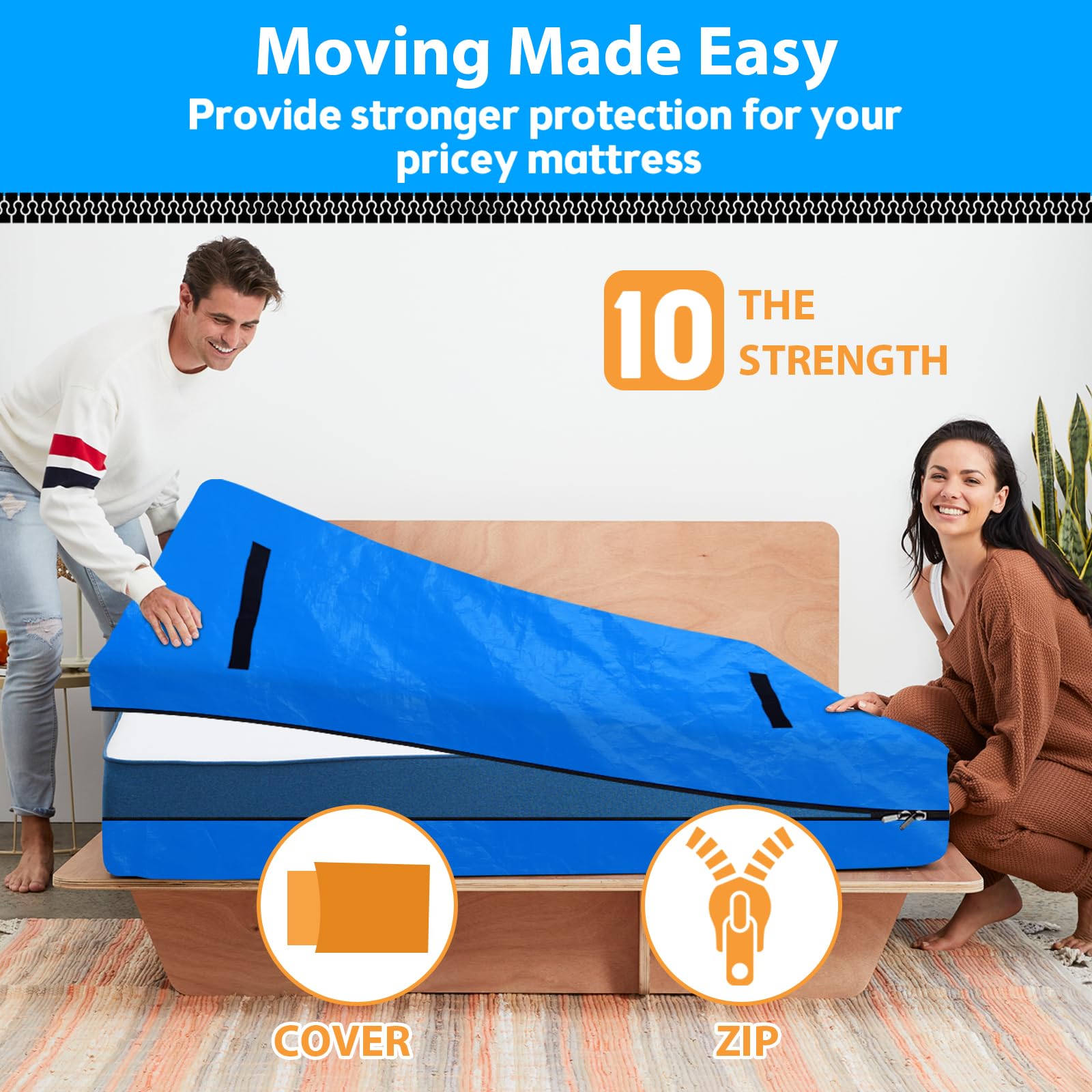 Mattress Bag for Moving,Extra Thick Mattress Cover Queen Mattress Storage Bag with 8 Strong Handles & Zipper,Heavy Duty Mattress Bags,Waterproof Mattress Protector - Moving Supplies(208.3*160*38CM) 🍁 All In One Marketplace Canada