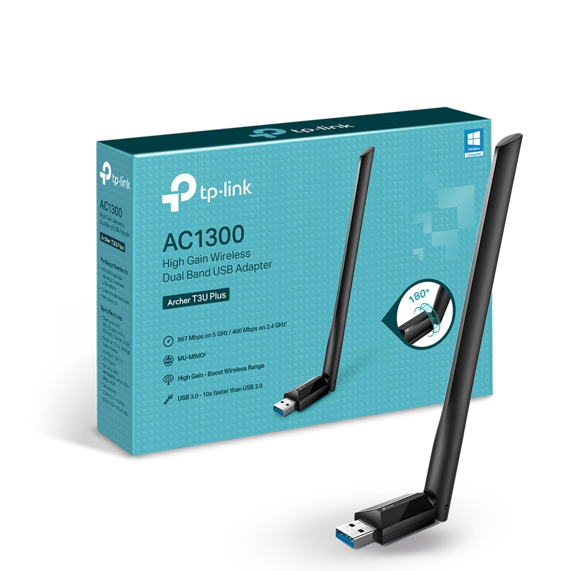 TP-Link USB WiFi Adapter for Desktop PC (Archer T3U Plus) - AC1300Mbps USB 3.0 WiFi Dual Band Network Adapter with 2.4GHz/5GHz High Gain Antenna, MU-MIMO, Windows 11/10/8.1/8/7/XP, Mac OS 10.9-10.15 🍁 All In One Marketplace Canada