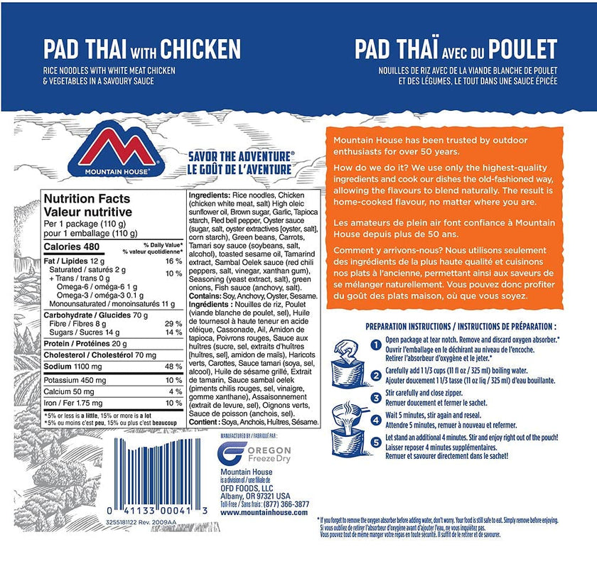Mountain House Pad Thai with Chicken, Freeze Dried Emergency Food (1 Pouch) 🍁 All In One Marketplace Canada