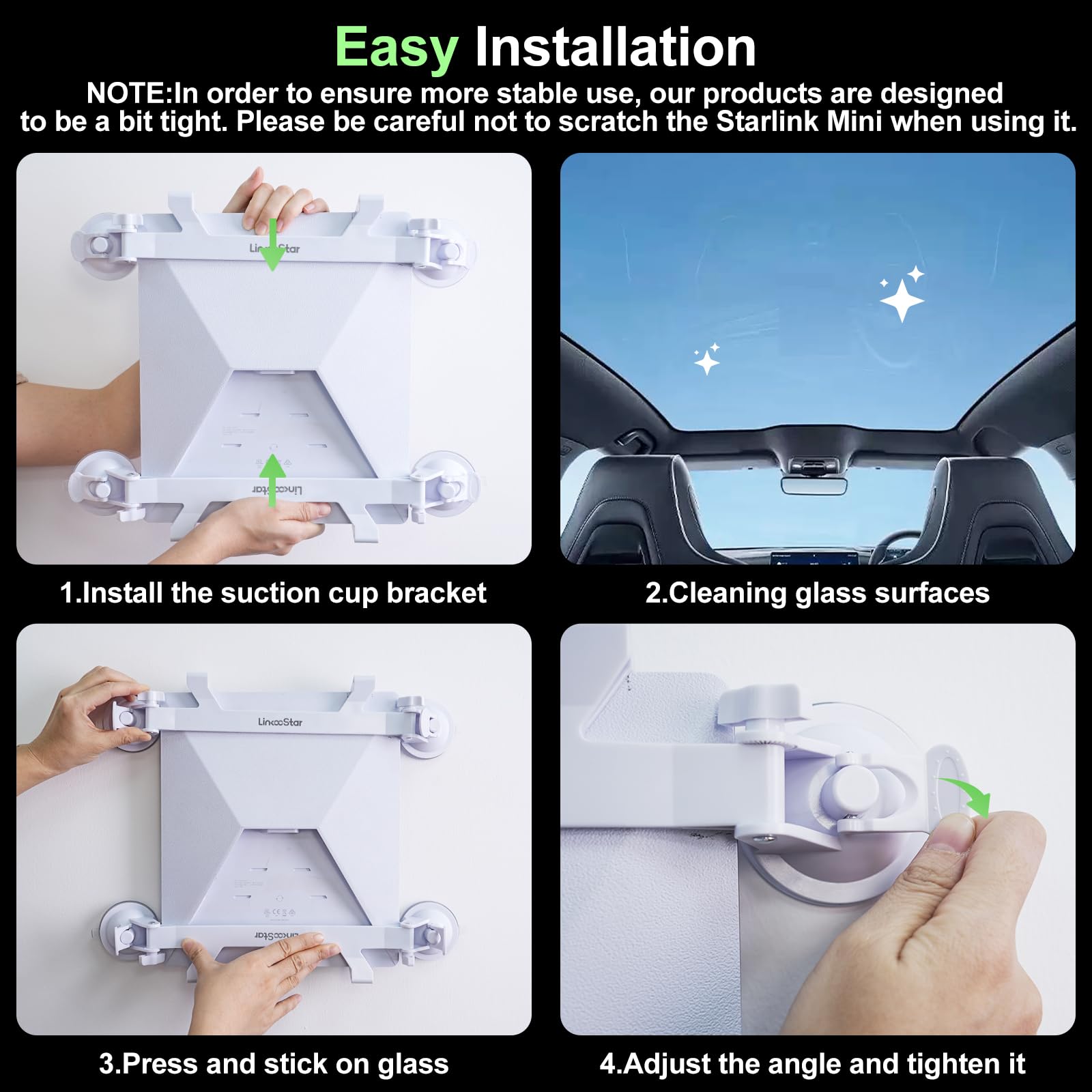 Ackno for Starlink Mini Mount for Car,for Starlink Mini Suction Cup Mount Accessories,linkoostar Kit for Sunroof/Front/Rear Window/Roof/Dashboard/Windshield 🍁 All In One Marketplace Canada