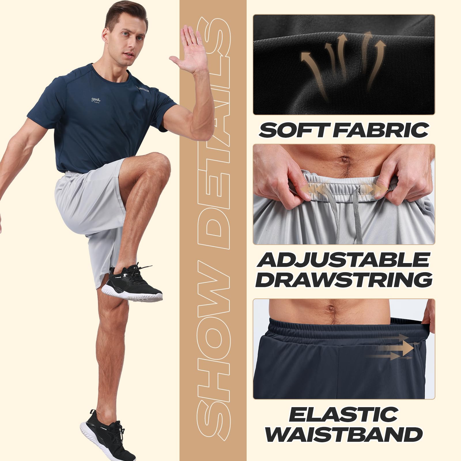 BOOJO 5 Pack Athletic Gym Mens Shorts - Workout Black Quick Dry Basketball Shorts with Pockets for Running Casual Activewear 🍁 All In One Marketplace Canada