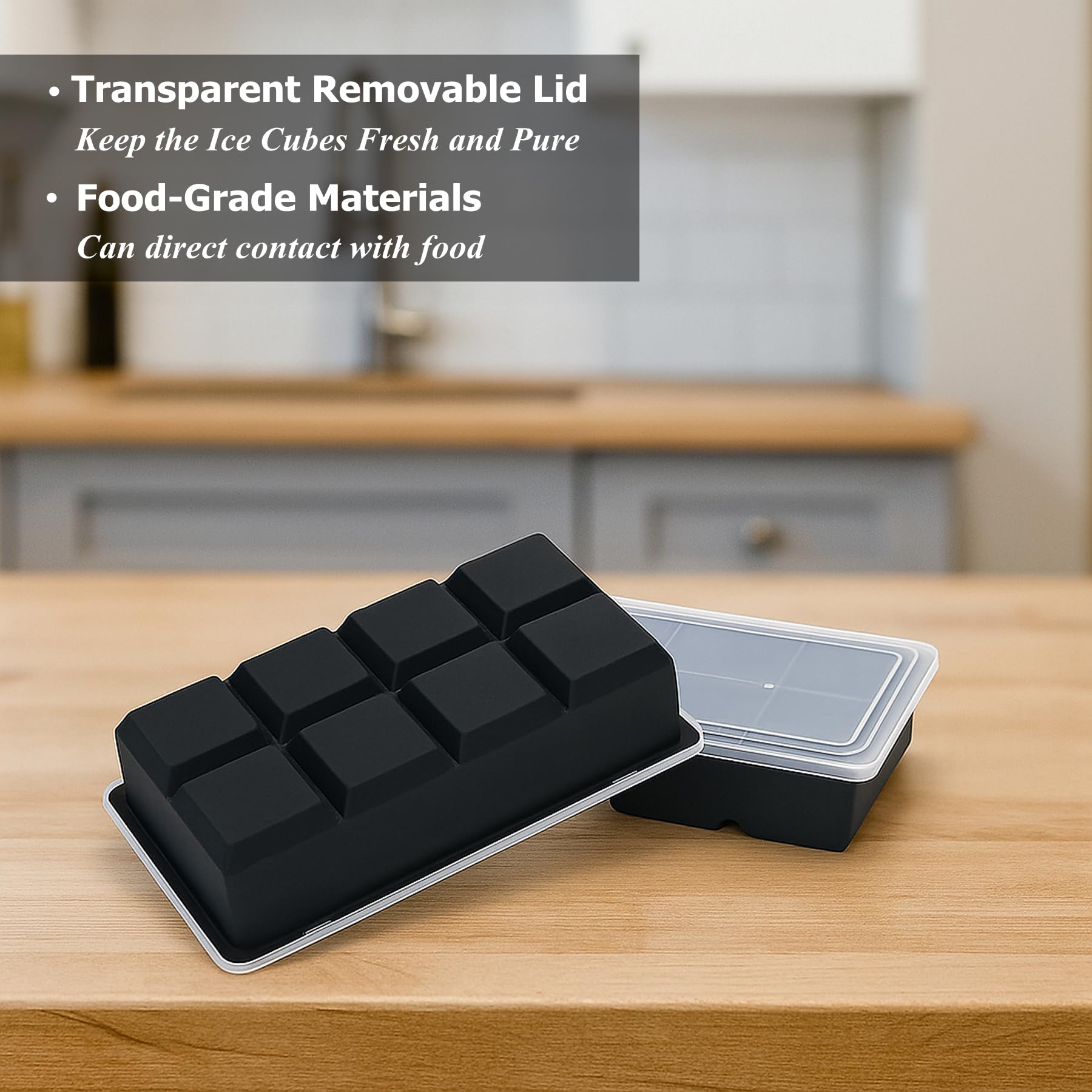 Bangp Large Ice Cube Tray for Whiskey,2 Pack Stackable Big Ice Cube Molds Make 16 Big Whiskey Ice Cubes,Easy Release Square Ice Cube Maker for Cocktails,Whiskey,Soups and Frozen Treats 🍁 All In One Marketplace Canada
